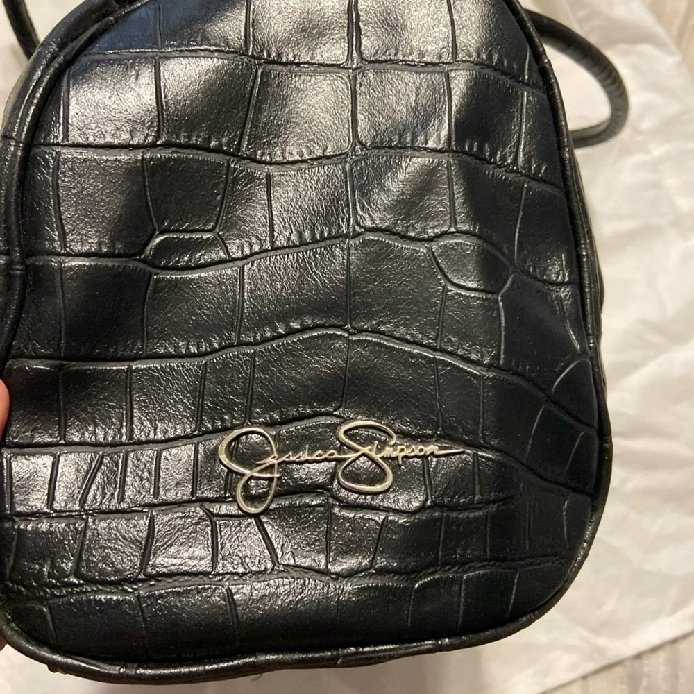 Elegant Black Crocodile-Embossed Handbag